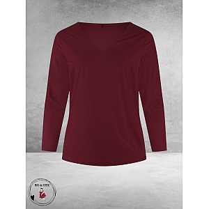 PLUS BASICS Shirt Tee V Slim Langmouw Berry